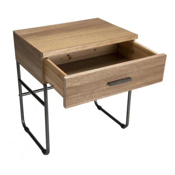 achat pas cher MACABANE Chevet 1 Tiroir En Bois Et Pieds Métal CARLA 6