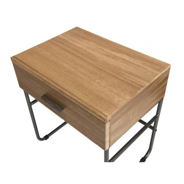 achat pas cher MACABANE Chevet 1 Tiroir En Bois Et Pieds Métal CARLA 7