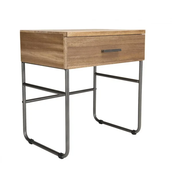 achat pas cher MACABANE Chevet 1 Tiroir En Bois Et Pieds Métal CARLA 8