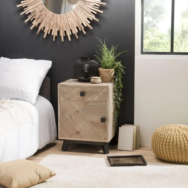 Authenticité garantie MACABANE Chevet MANDY Scandi 1 Tiroir 1 Porte 25