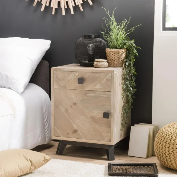 Authenticité garantie MACABANE Chevet MANDY Scandi 1 Tiroir 1 Porte 1