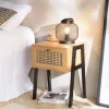 magasin paris MACABANE Chevet Marron 1 Tiroir Effet Cannage Pieds Inclinés Métal CHARLIE 19