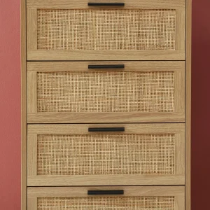 Baita Chiffonier AMANA Cannage Et Décor Bois 4 Tiroirs – L50cm magasins pas chers 15