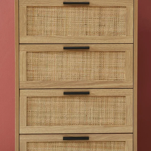 Baita Chiffonier AMANA Cannage Et Décor Bois 4 Tiroirs – L50cm magasins pas chers 6