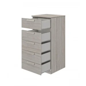 CALICOSY Chiffonnier 5 Tiroirs 48 Cm Décor Chêne Grisé – HEVA marque pas cher 11