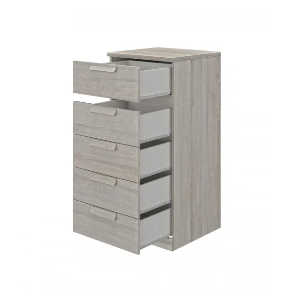 CALICOSY Chiffonnier 5 Tiroirs 48 Cm Décor Chêne Grisé – HEVA marque pas cher 4