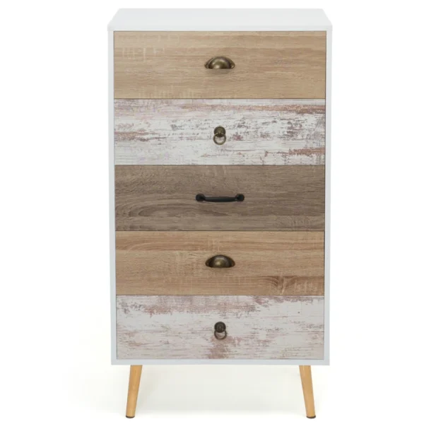 destockage Idmarket Chiffonnier 5 Tiroirs BAHIA Commode Scandinave 4
