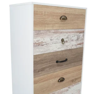 destockage Idmarket Chiffonnier 5 Tiroirs BAHIA Commode Scandinave 13