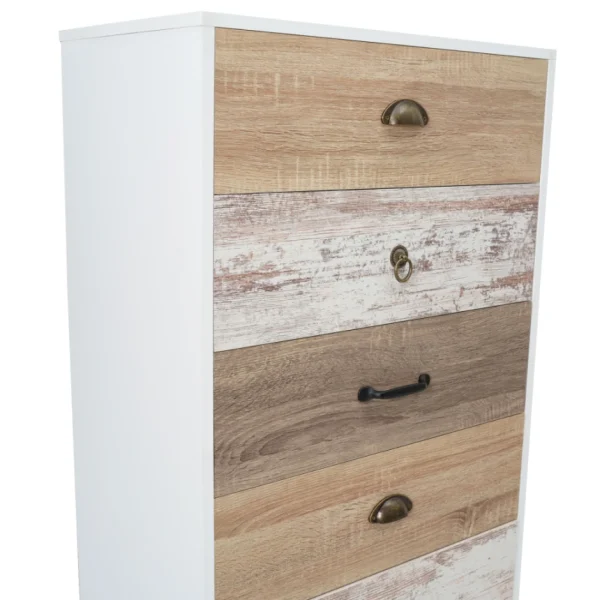 destockage Idmarket Chiffonnier 5 Tiroirs BAHIA Commode Scandinave 5