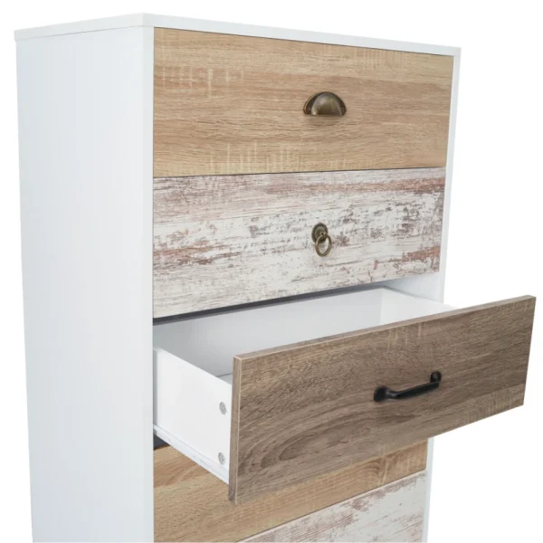 destockage Idmarket Chiffonnier 5 Tiroirs BAHIA Commode Scandinave 6