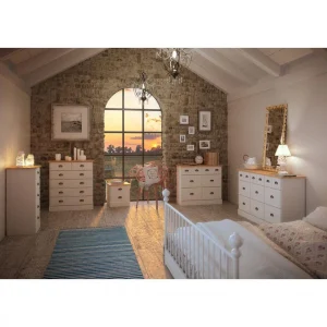 Zandiara Chiffonnier 5 Tiroirs HAMPTON Blanc Et Pin Massif soldes luxe 7