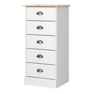 Zandiara Chiffonnier 5 Tiroirs HAMPTON Blanc Et Pin Massif soldes luxe 9