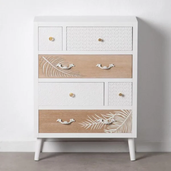 Tousmesmeubles Chiffonnier 6 Tiroirs Bois Clair/Blanc – PRIMAVERA grande surprise 3