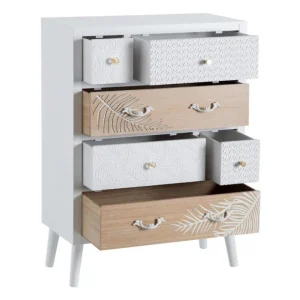 Tousmesmeubles Chiffonnier 6 Tiroirs Bois Clair/Blanc – PRIMAVERA grande surprise 13