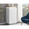 Meilleur Prix Vente-unique Chiffonnier 5 Tiroirs – Avec LEDs – MDF Laqué – Blanc Et Naturel – HA… 17
