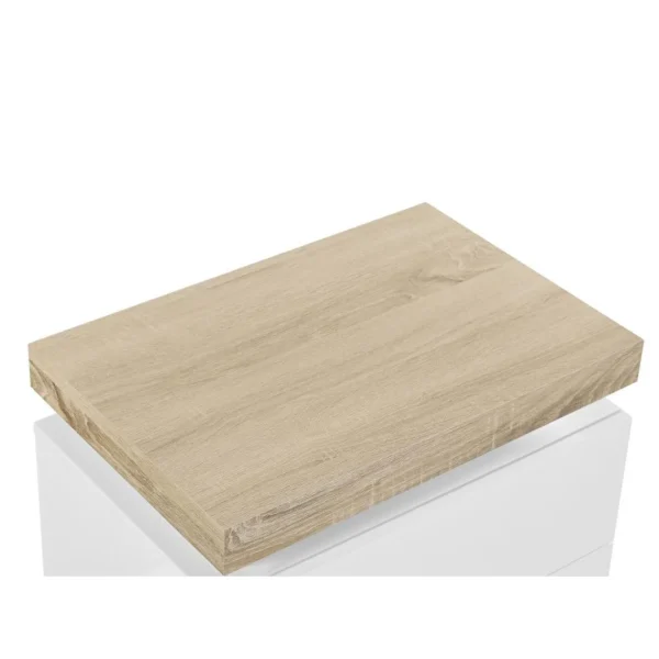 Meilleur Prix Vente-unique Chiffonnier 5 Tiroirs – Avec LEDs – MDF Laqué – Blanc Et Naturel – HA… 6