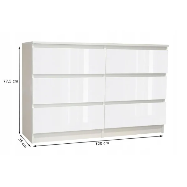 Hucoco CLEO – Commode De Chambre 6 Tiroirs – Dimensions 120x35x77.5 Cm – Fini… Pas Cher soldes France 3