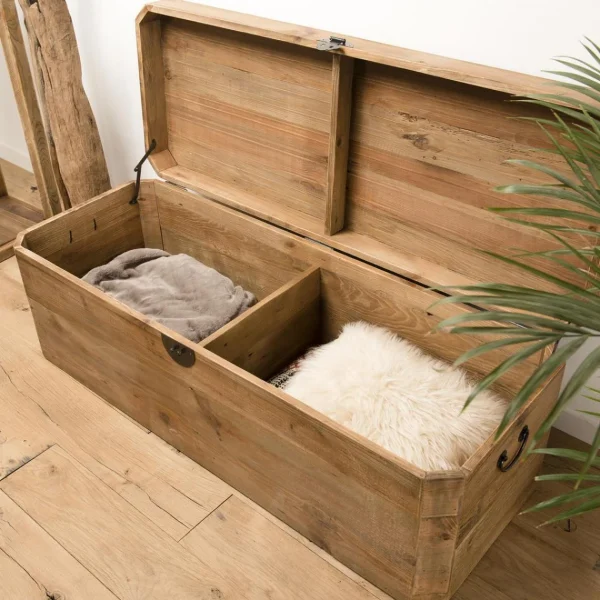 Top ventes MACABANE Coffre Rangement ANDRIAN Bois Pin Recyclé 12