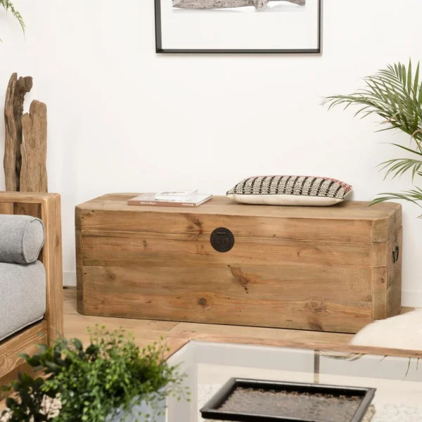 Top ventes MACABANE Coffre Rangement ANDRIAN Bois Pin Recyclé 1