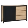 Boutique officielle BUT Commode 3 Tiroirs 1 Porte Indus OSKAR Imitation Chêne Et Acier 11