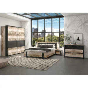 des prix incroyables Time Commode 3 Tiroirs DISTRICT Imitation Chêne Et Noir 8