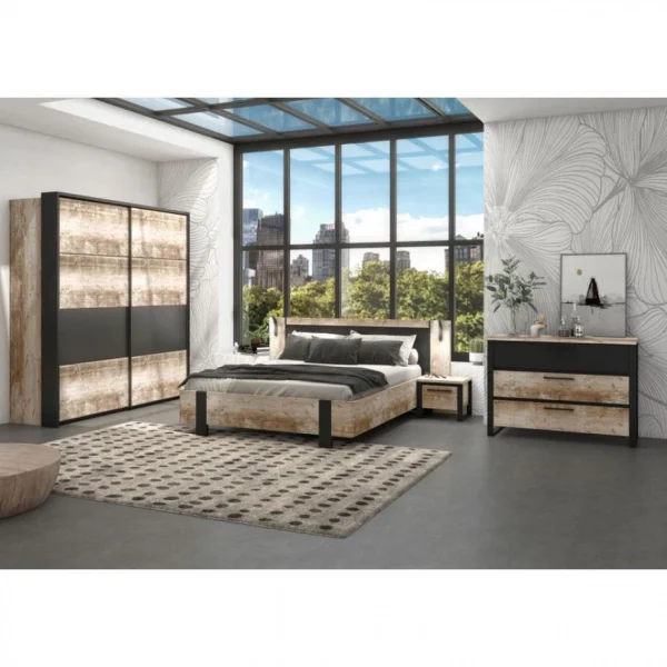 des prix incroyables Time Commode 3 Tiroirs DISTRICT Imitation Chêne Et Noir 3