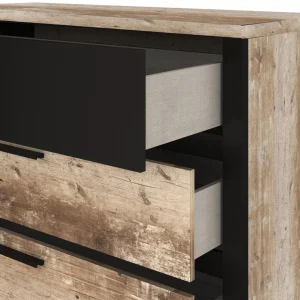 des prix incroyables Time Commode 3 Tiroirs DISTRICT Imitation Chêne Et Noir 10