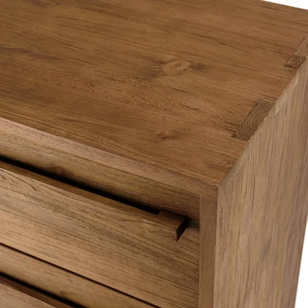 soldes officiel MACABANE Commode 3 Tiroirs En Bois De Teck Recyclé Pieds En Métal Noir 6