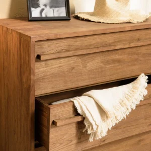soldes officiel MACABANE Commode 3 Tiroirs En Bois De Teck Recyclé Pieds En Métal Noir 21