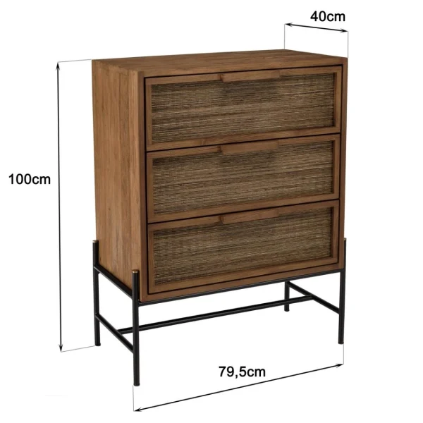 MACABANE Commode 3 Tiroirs En Bois De Teck Recyclé en ligne officielle 5
