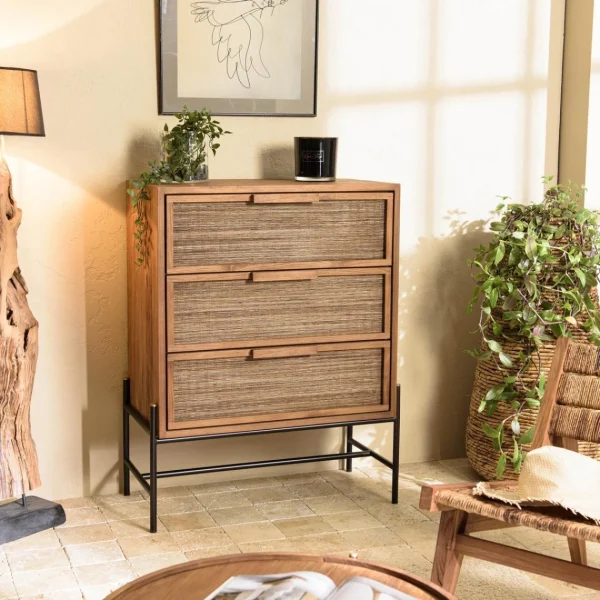MACABANE Commode 3 Tiroirs En Bois De Teck Recyclé en ligne officielle 1