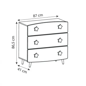 boutiqued en ligne BUT Commode 3 Tiroirs ETOILES 2 Gris, Rose Et Blanc 13