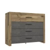 prix de gros BUT Commode 4 Double Tiroirs RICCIANO Imitation Chêne Béton Gris 17
