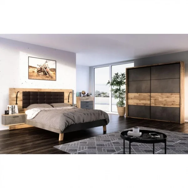 prix de gros BUT Commode 4 Double Tiroirs RICCIANO Imitation Chêne Béton Gris 3