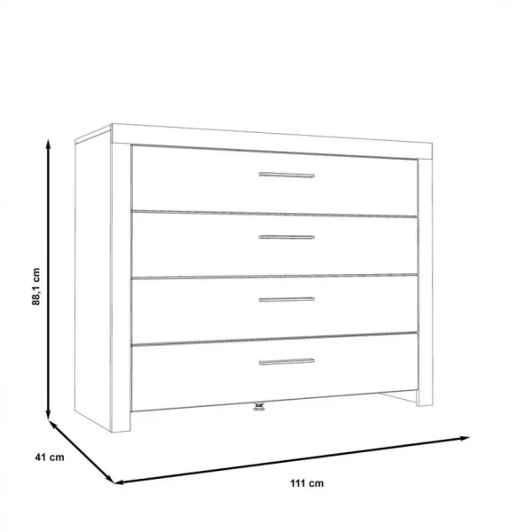 prix de gros BUT Commode 4 Double Tiroirs RICCIANO Imitation Chêne Béton Gris 6
