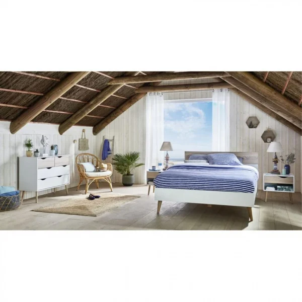 BUT Commode 4 Tiroirs OSLO Blanc/ Imitation Chêne De super promotions disponibles 3
