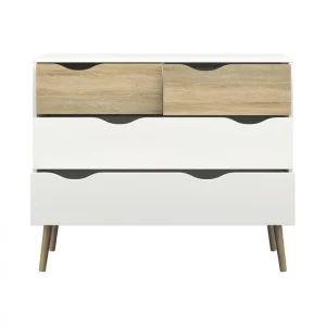 BUT Commode 4 Tiroirs OSLO Blanc/ Imitation Chêne De super promotions disponibles 15
