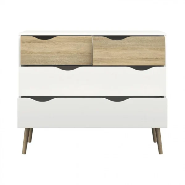 BUT Commode 4 Tiroirs OSLO Blanc/ Imitation Chêne De super promotions disponibles 6