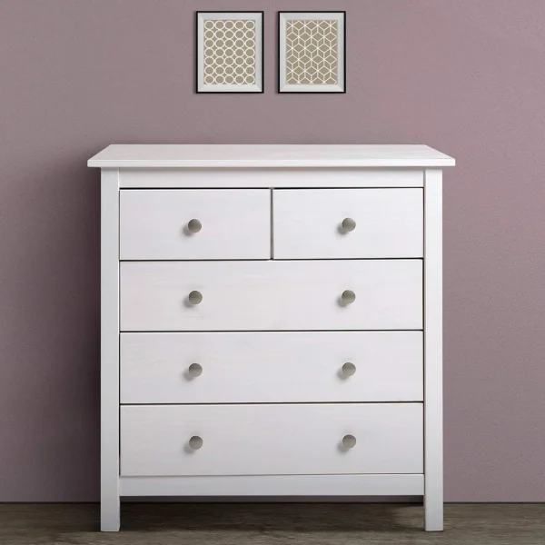 VS VENTA-STOCK Commode 5 Tiroirs Berna Dans Les Tiroirs Blanc, 79 Cm Longueur Livraison internationale 5