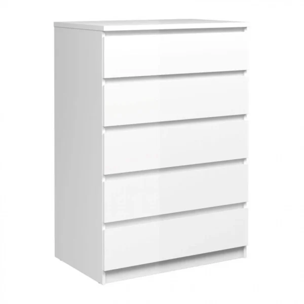 online boutique BUT Commode 5 Tiroirs BEST LAK Blanc Laqué 1