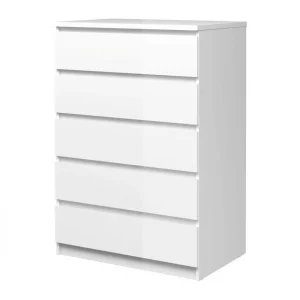 online boutique BUT Commode 5 Tiroirs BEST LAK Blanc Laqué 11