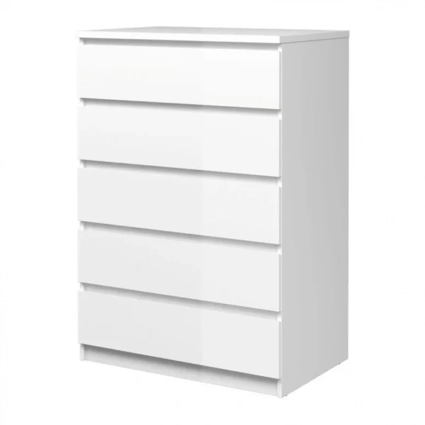 online boutique BUT Commode 5 Tiroirs BEST LAK Blanc Laqué 4