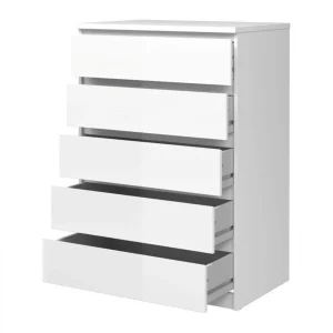 online boutique BUT Commode 5 Tiroirs BEST LAK Blanc Laqué 13