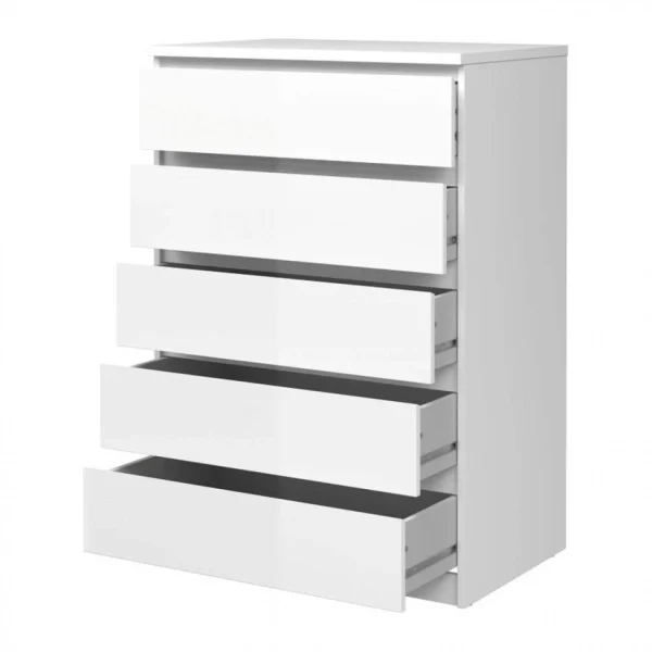 online boutique BUT Commode 5 Tiroirs BEST LAK Blanc Laqué 5