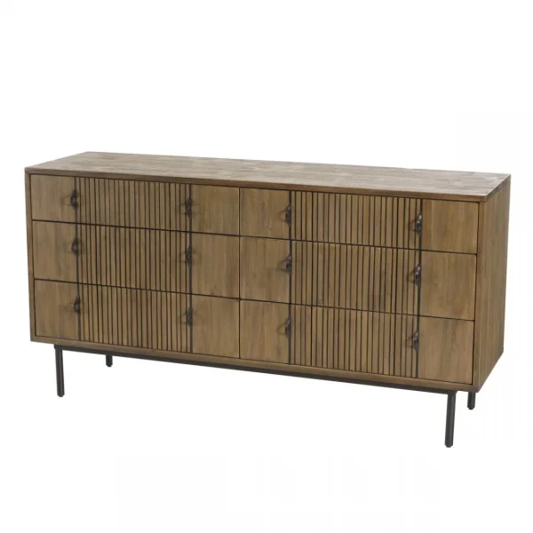 acheter en ligne MACABANE Commode 6 Tiroirs Acacia Pieds Métal GINO 3