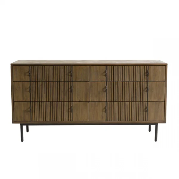 acheter en ligne MACABANE Commode 6 Tiroirs Acacia Pieds Métal GINO 4