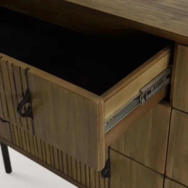 acheter en ligne MACABANE Commode 6 Tiroirs Acacia Pieds Métal GINO 7