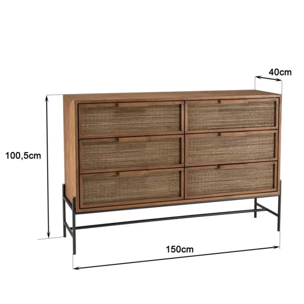 MACABANE Commode 6 Tiroirs En Bois De Teck Recyclé à prix d'occasion 5