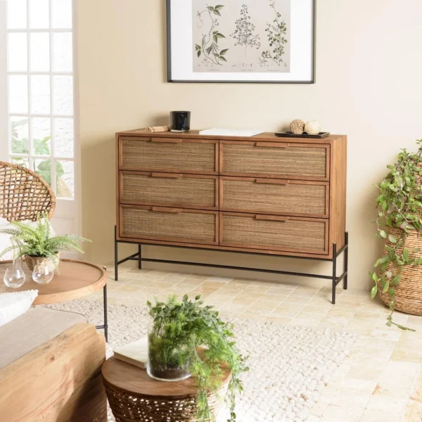 MACABANE Commode 6 Tiroirs En Bois De Teck Recyclé à prix d'occasion 1