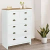Idmarket Commode 6 Tiroirs Vintage ISIS Bois Et Blanc qualité supérieure 13